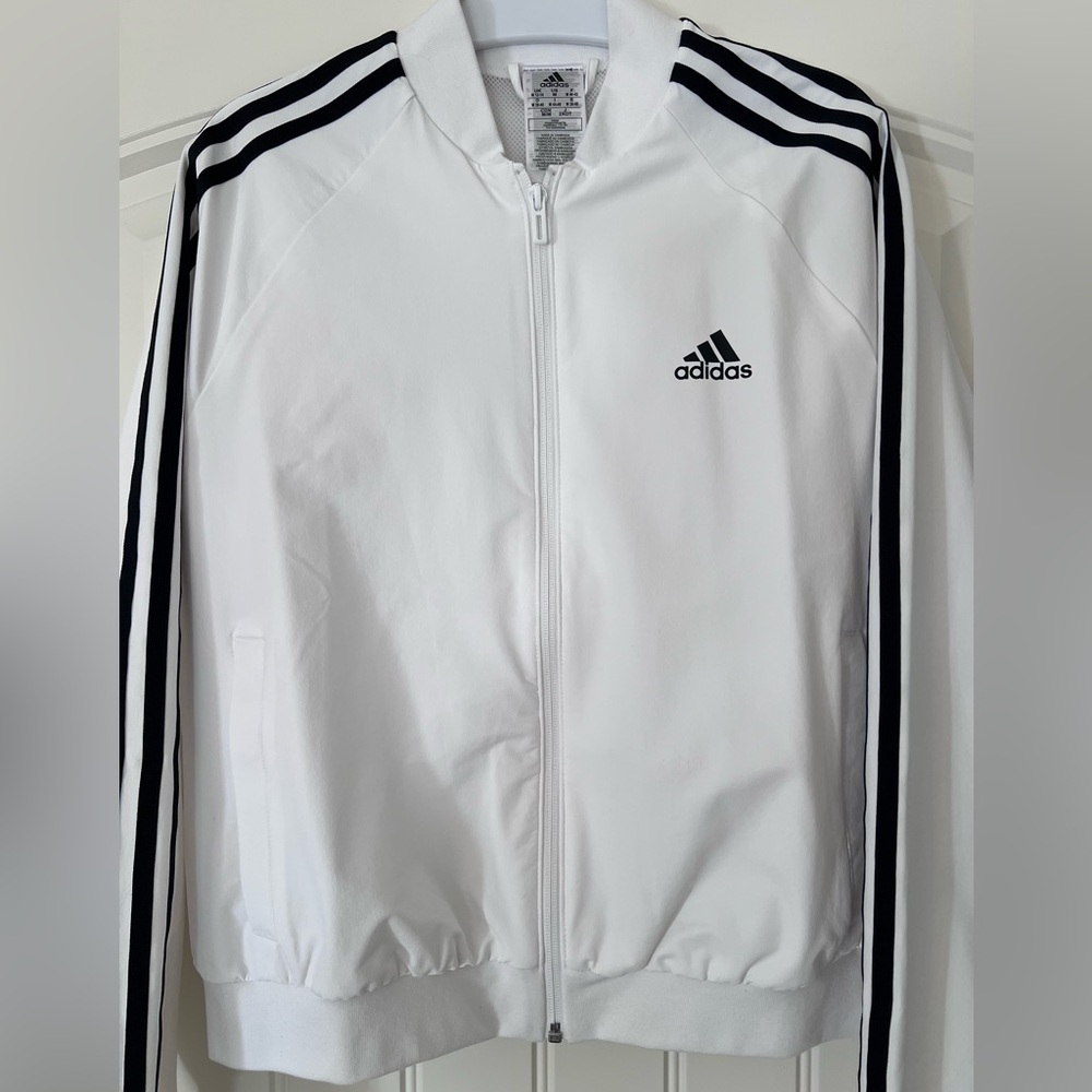 NEW no tag | Adidas White with Black Stripes Jacket